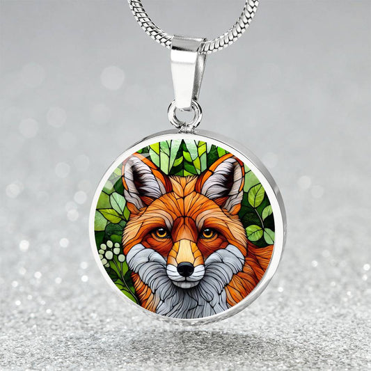 The Fox Face Circle Pendant Necklace