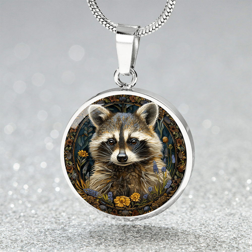 The Wildflowers Raccoon Circle Pendant Necklace