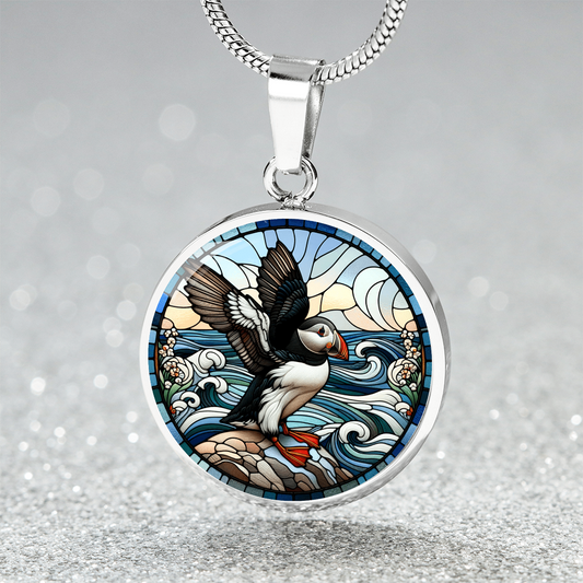 The Puffin Circle Pendant Necklace