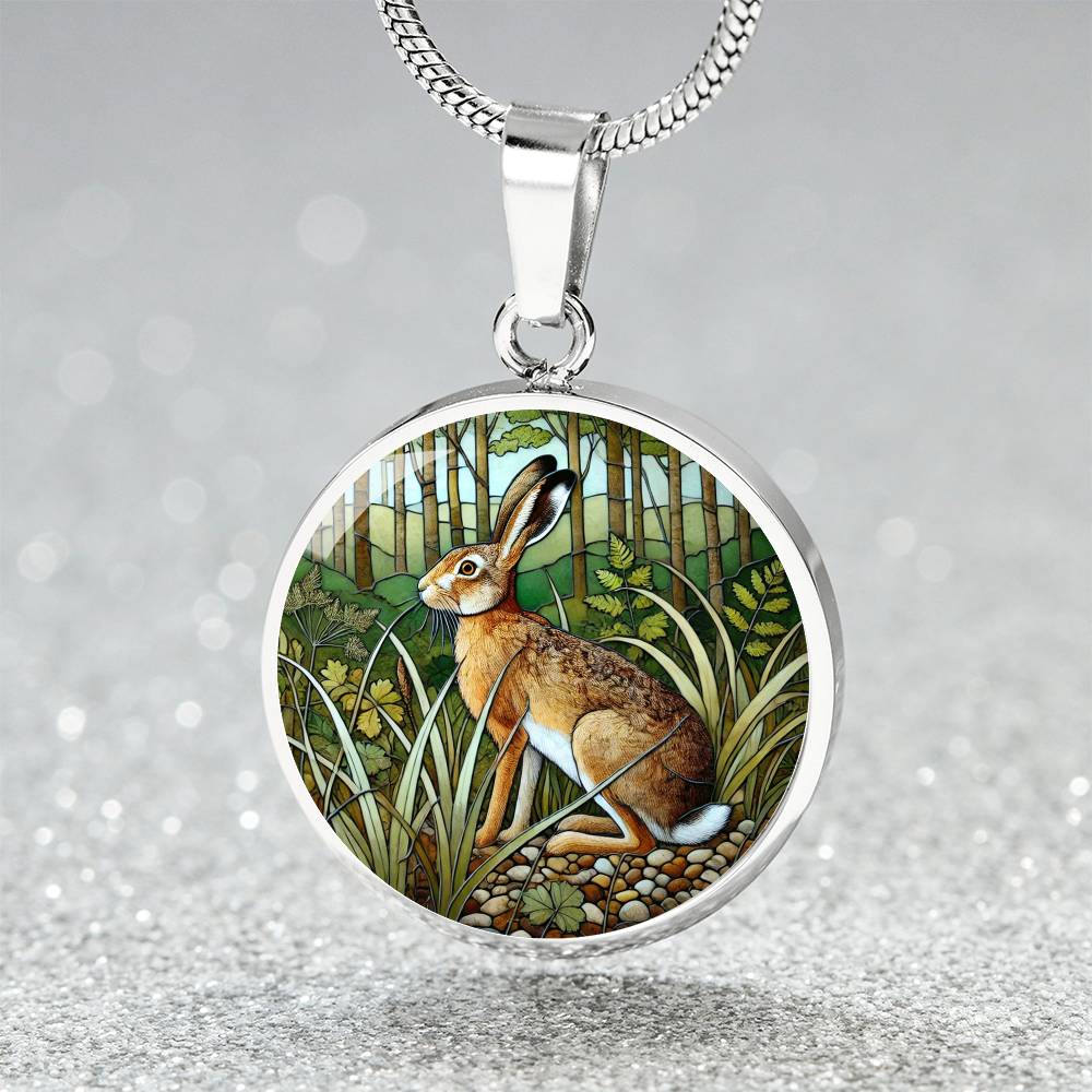 The Forest Hare Circle Pendant Necklace