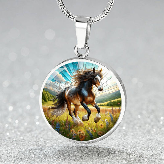 The Prairie Horse Circle Pendant Necklace