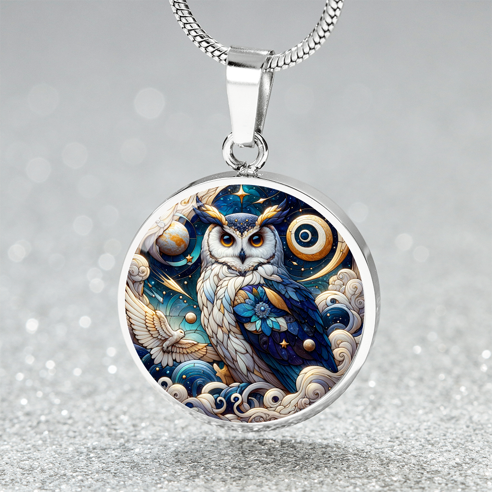 The Celestial Owl Circle Pendant Necklace