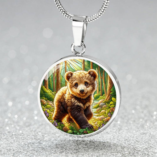 The Bear Cub Circle Pendant Necklace