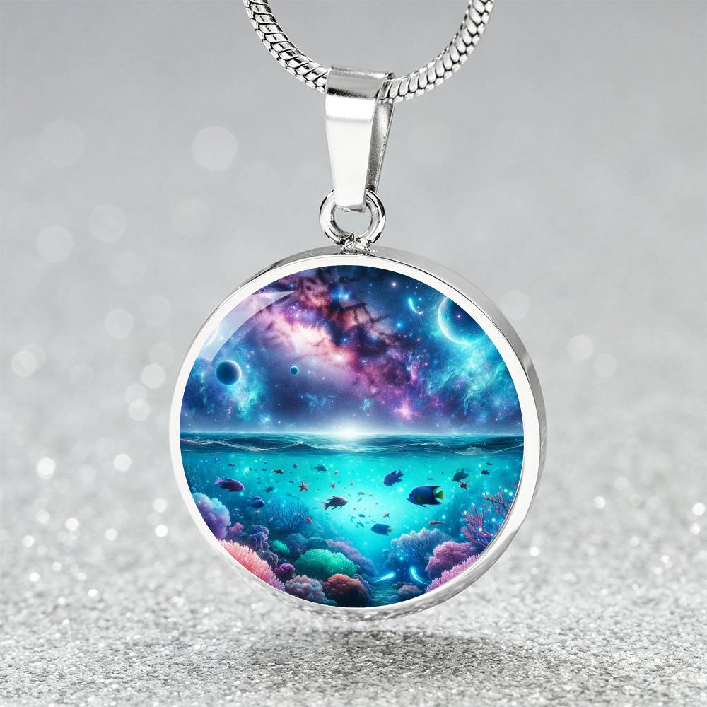 The Cosmic Coral Reef Circle Pendant Necklace