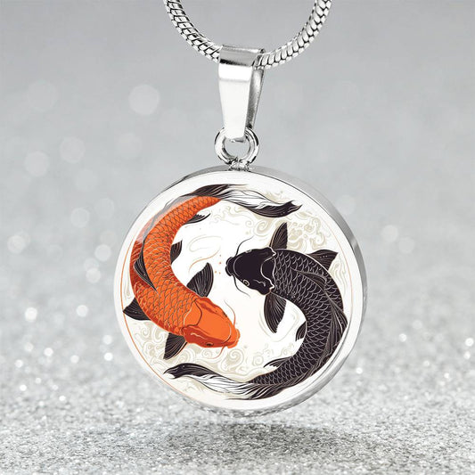 The Koi Pair Circle Pendant Necklace