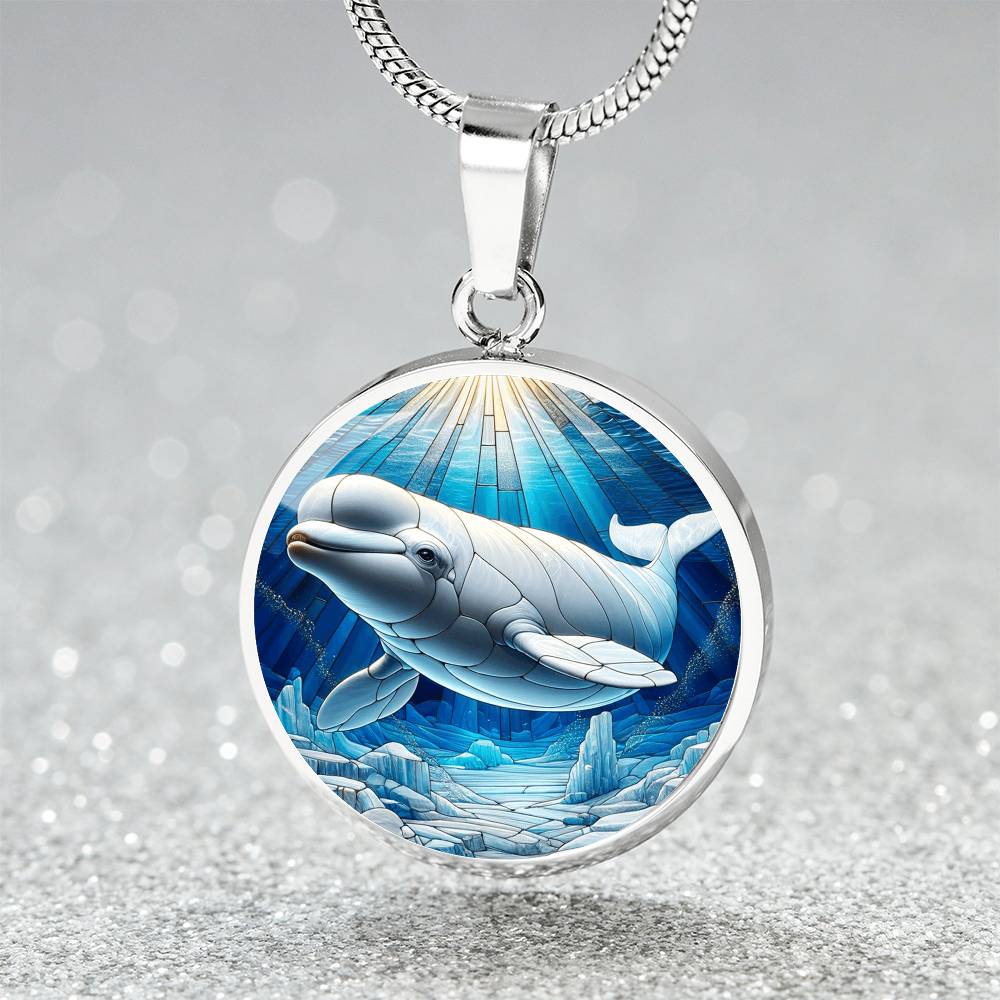 The Beluga Whale Circle Pendant Necklace