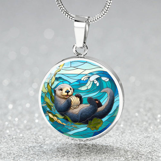 The Sea Otter Circle Pendant Necklace