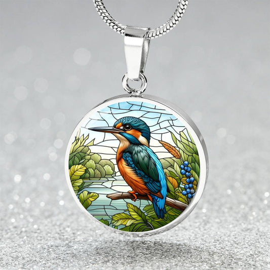 The Majestic Kingfisher Circle Pendant Necklace