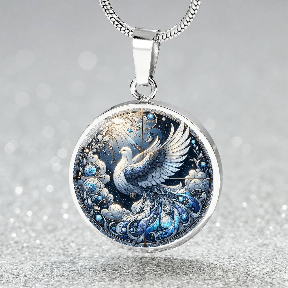 The Celestial Dove Circle Pendant Necklace