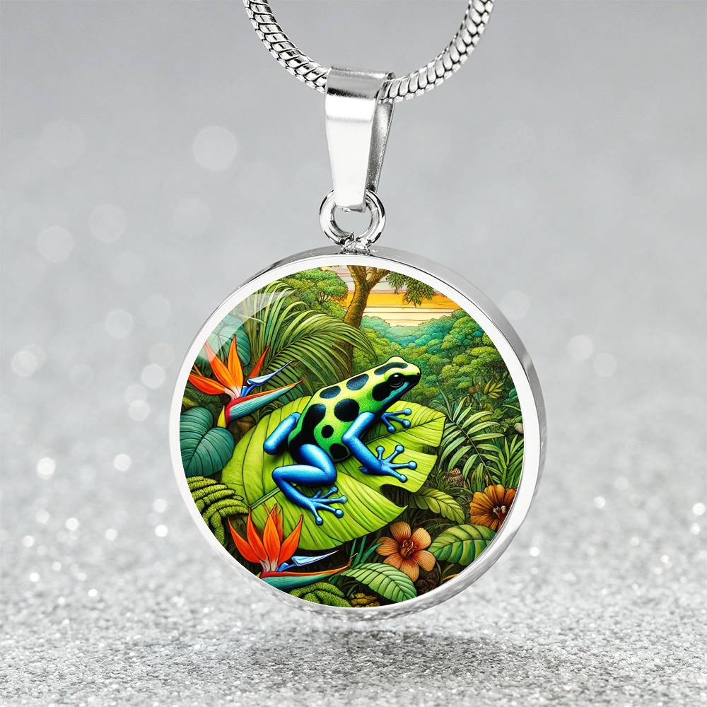 The Vivid Poison Dart Frog Circle Pendant Necklace