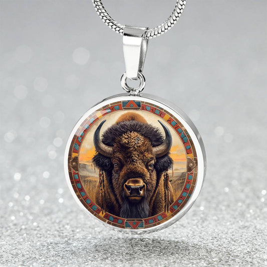 The Sacred Bison Circle Pendant Necklace