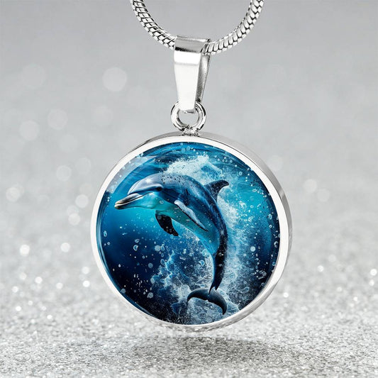 The Blue Dolphin Circle Pendant Necklace