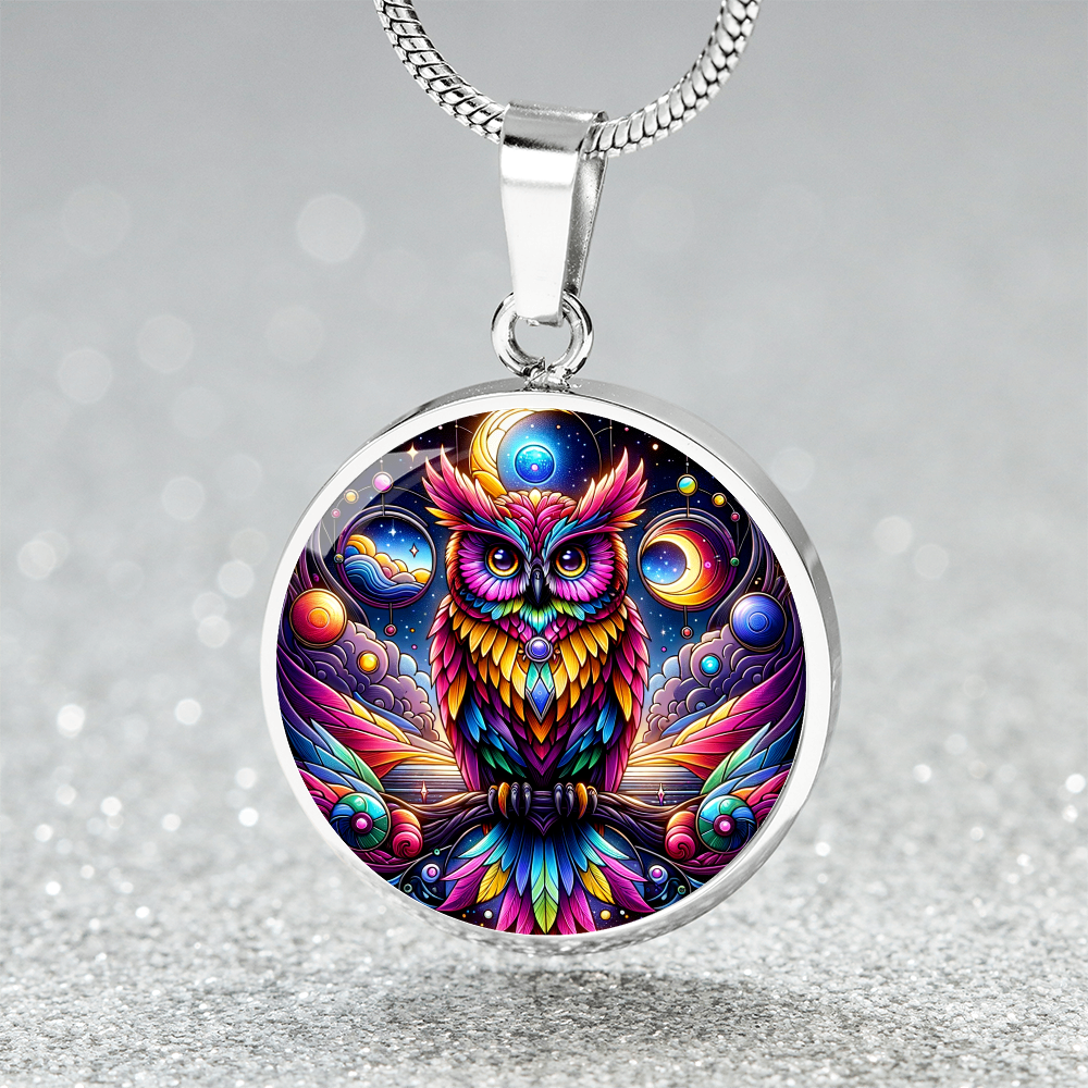 The Colors Owl Circle Pendant Necklace