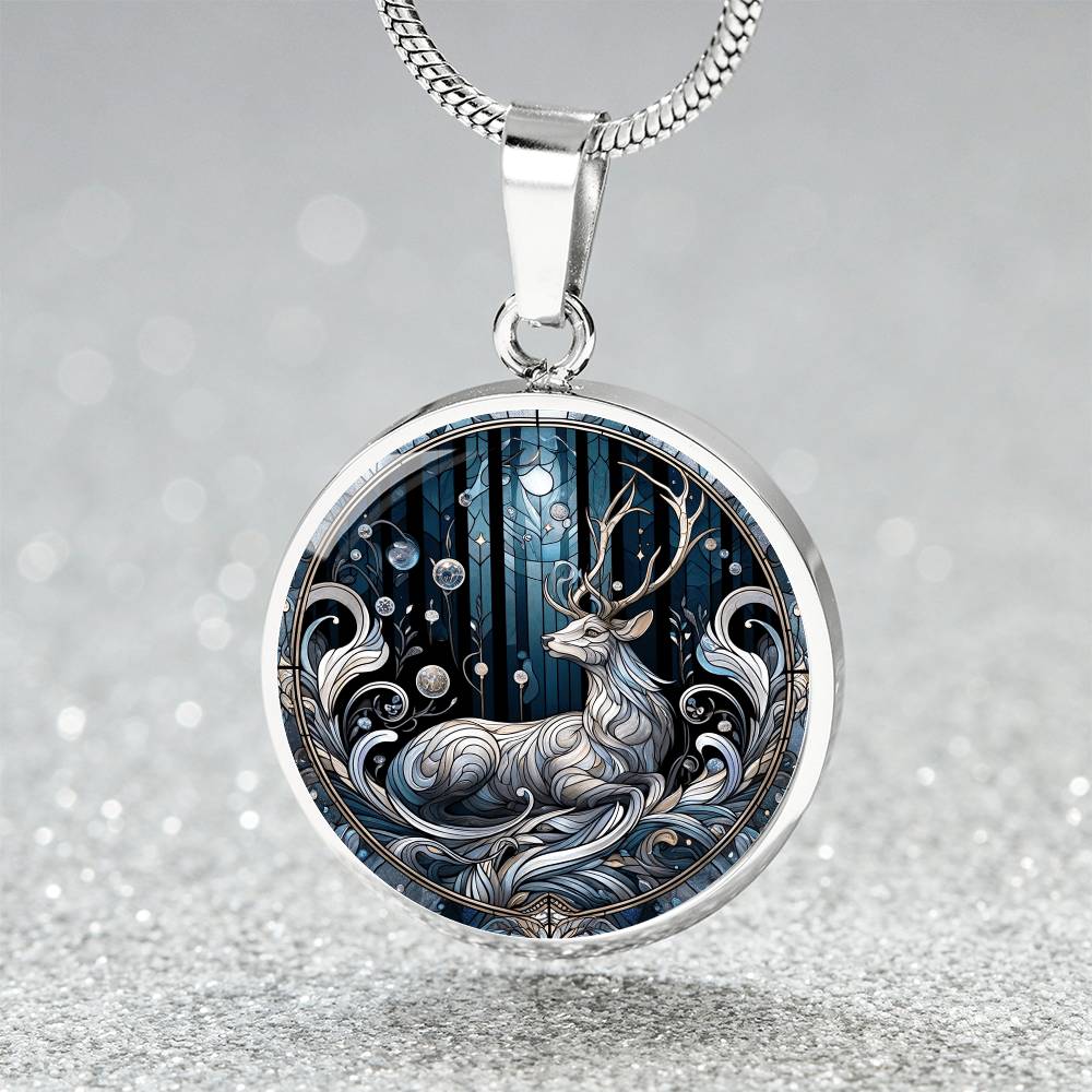 The Celestial Deer Circle Pendant Necklace