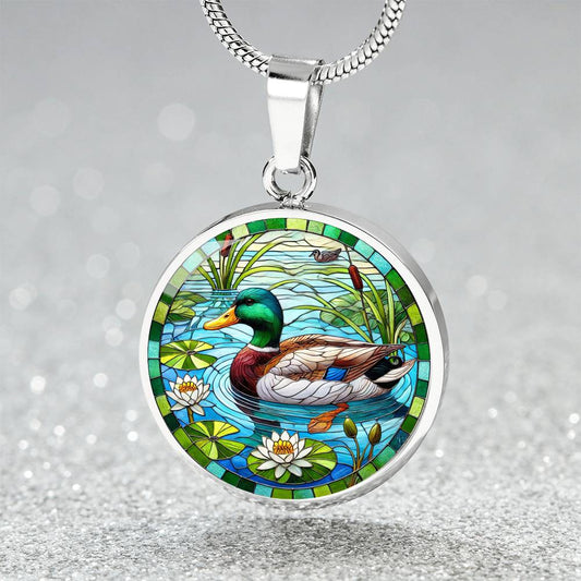 The Mallard Duck Circle Pendant Necklace