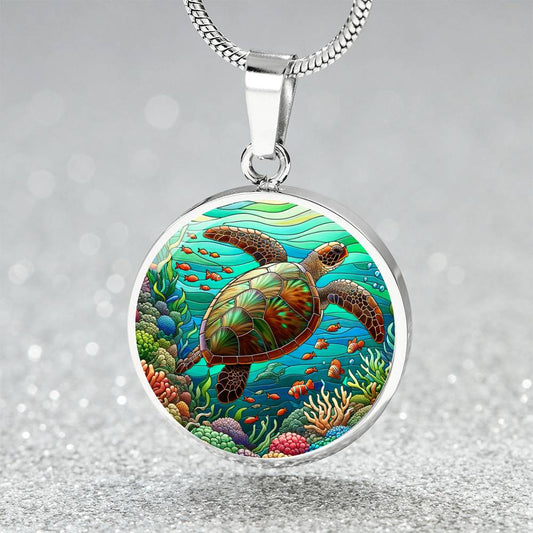 The Sea Turtle Reef Circle Pendant Necklace