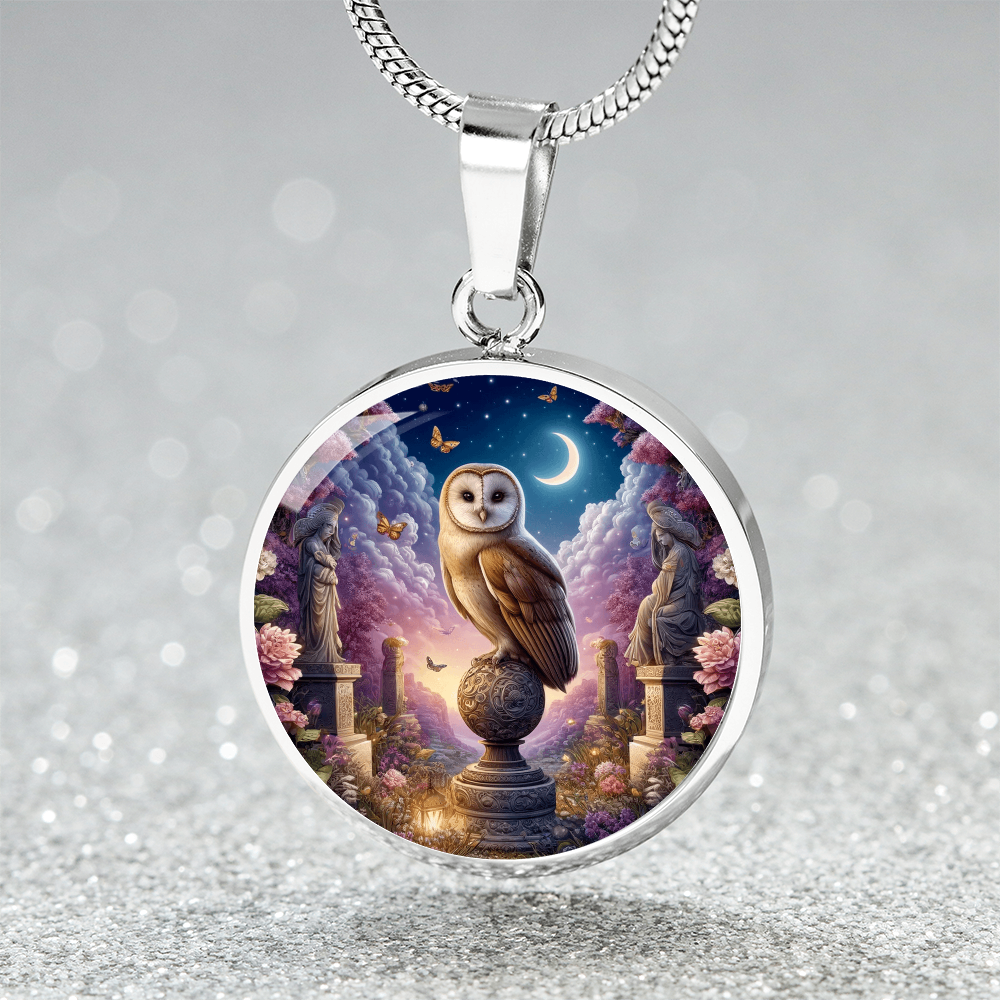 The Hidden Garden Owl Circle Pendant Necklace