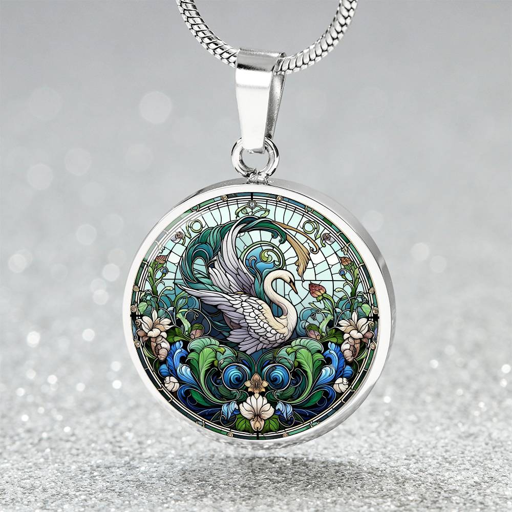 The Garden Swan Circle Pendant Necklace