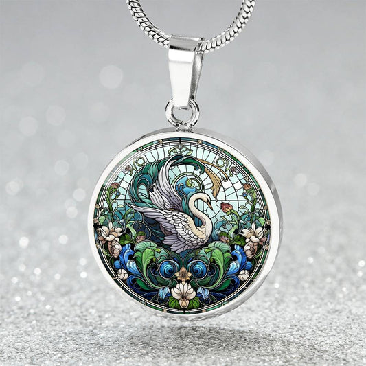 The Garden Swan Circle Pendant Necklace