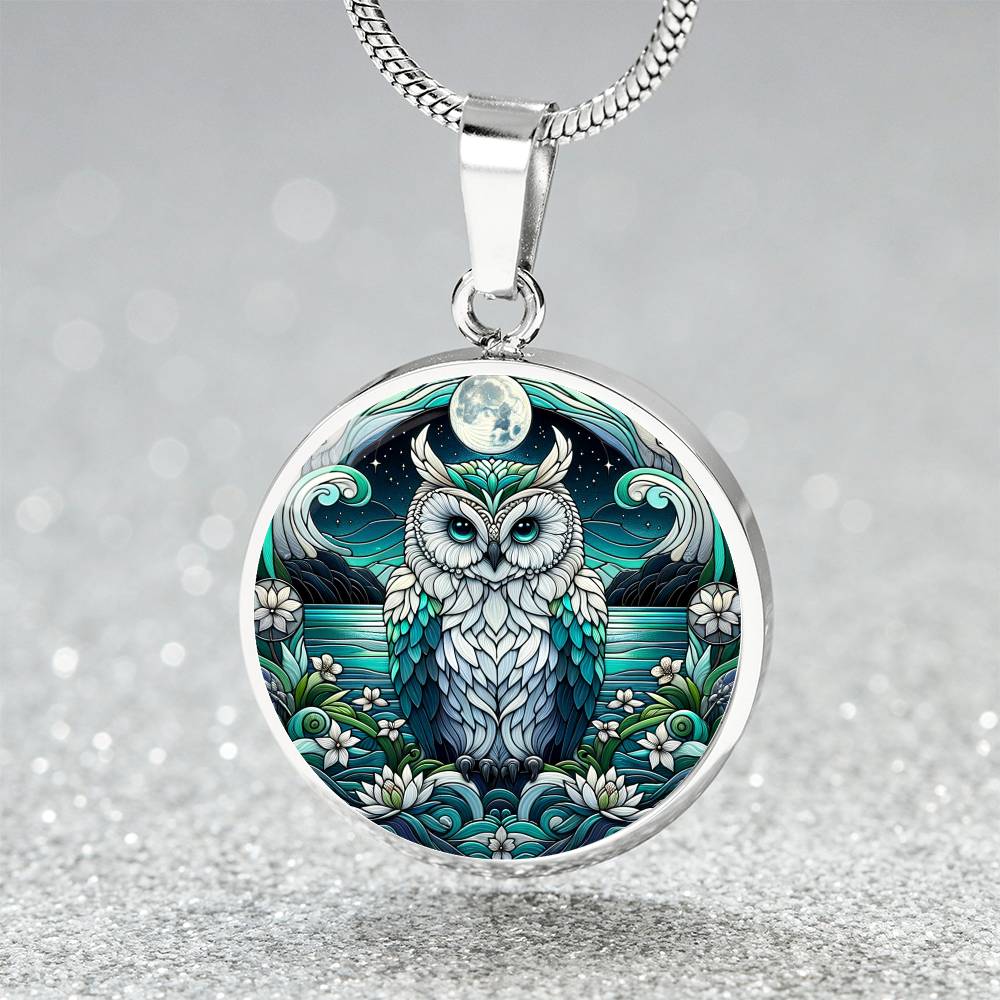 The Lake Owl Circle Pendant Necklace