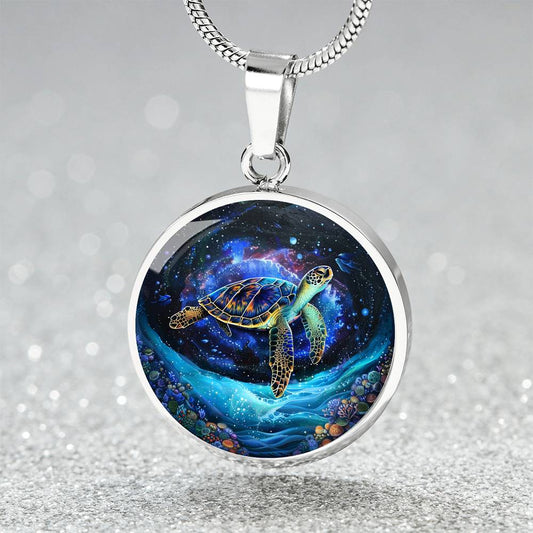 The Cosmic Turtle Circle Pendant Necklace