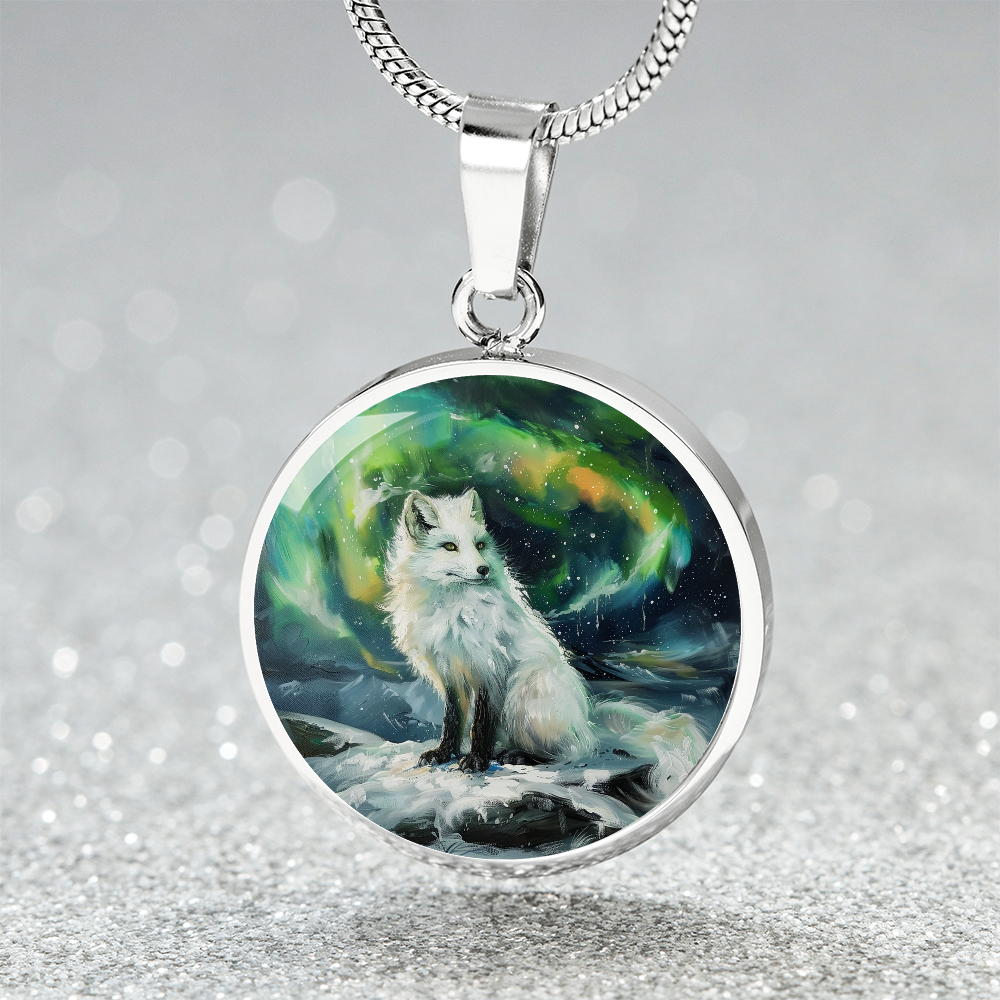 The Arctic Fox Circle Pendant Necklace