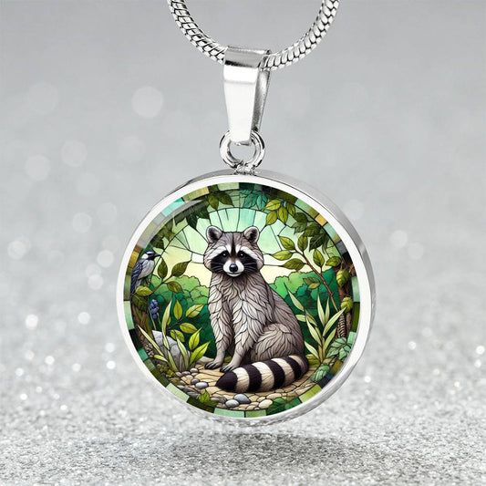 The Forest Raccoon Circle Pendant Necklace