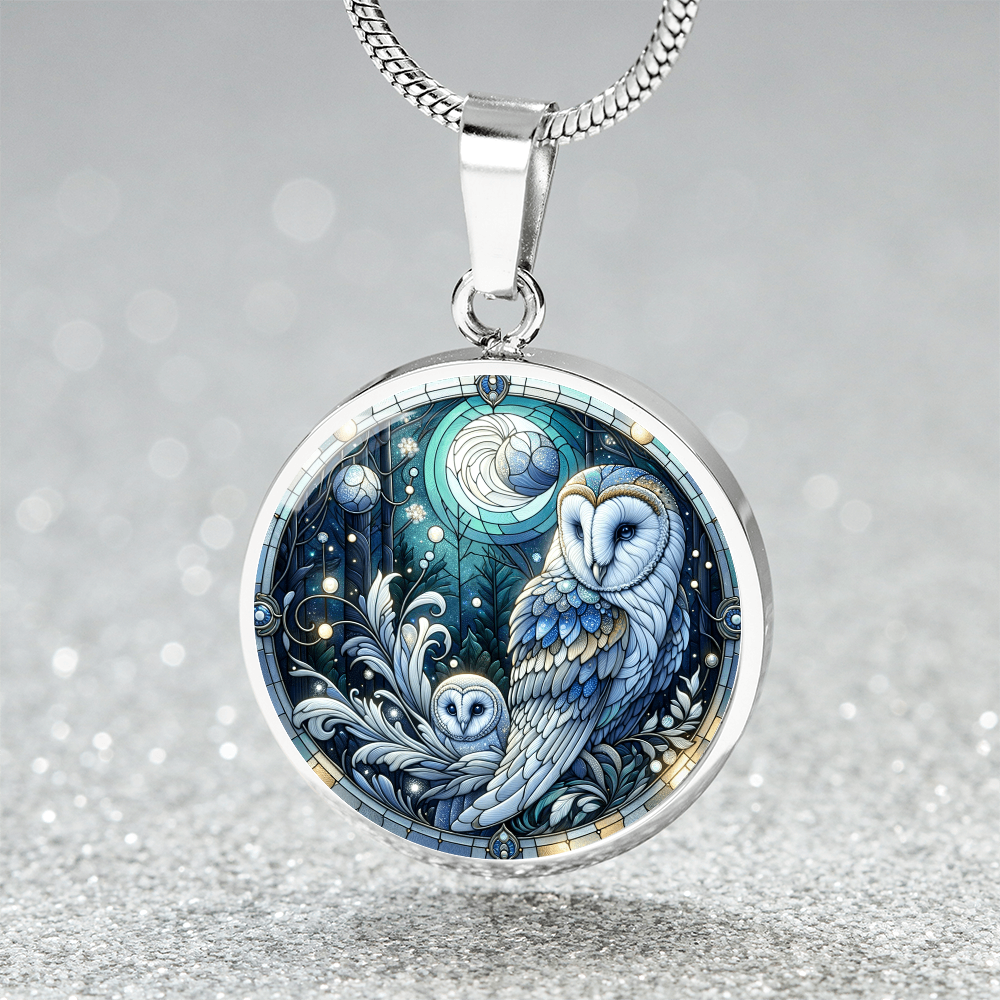 The Nocturnal Owl Circle Pendant Necklace