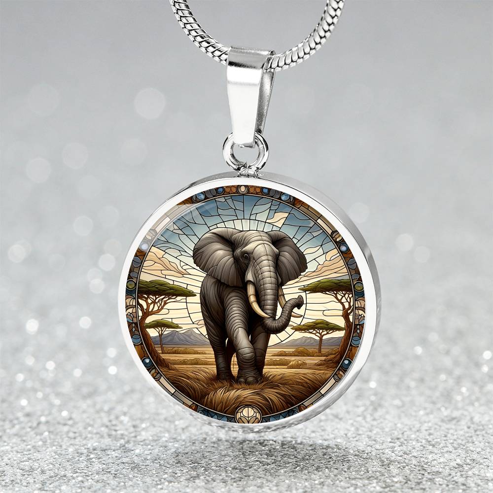 The Majestic Elephant Circle Pendant Necklace