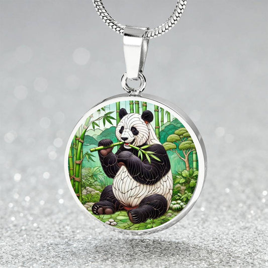 The Bamboo Panda Circle Pendant Necklace