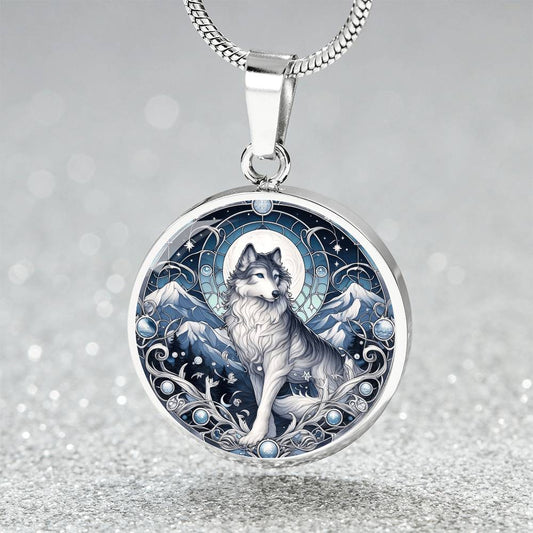 The Celestial Wolf Circle Pendant Necklace