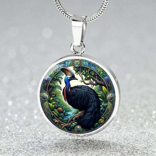 The Cassowary Bird Circle Pendant Necklace