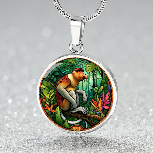 The Proboscis Monkey Circle Pendant Necklace