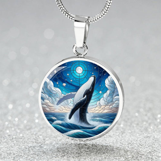 The Humpback Whale Circle Pendant Necklace