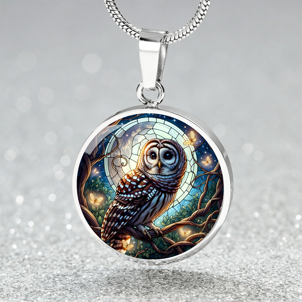 The Mystic Owl Circle Pendant Necklace