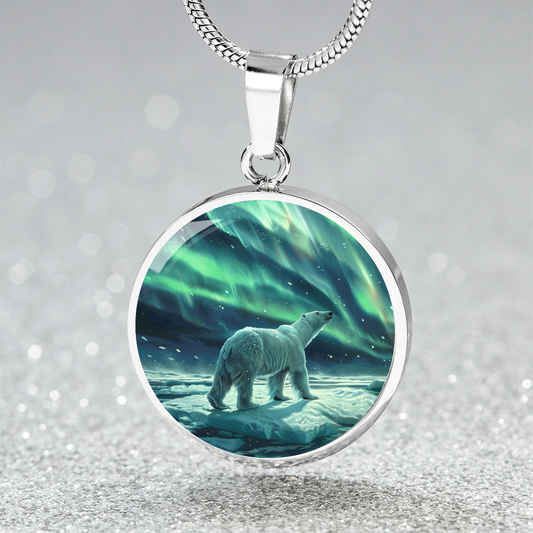 The Northern Lights Bear Circle Pendant Necklace