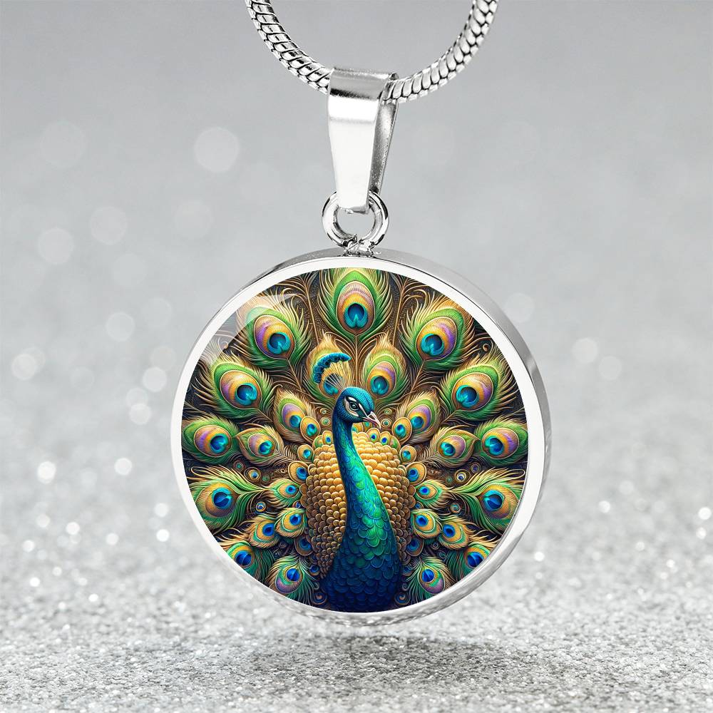 The Regal Peacock Circle Pendant Necklace