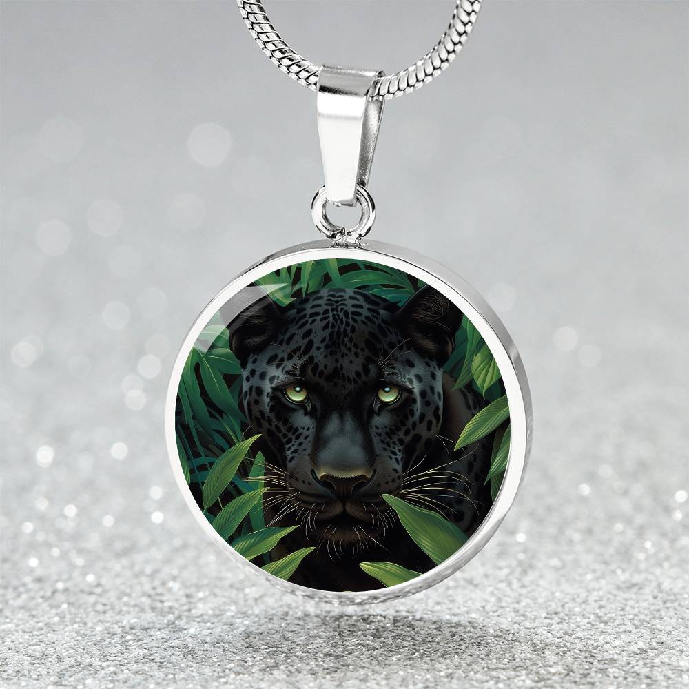 The Jungle Panther Circle Pendant Necklace