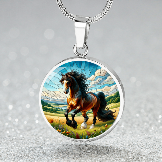 The Majestic Stallion Circle Pendant Necklace