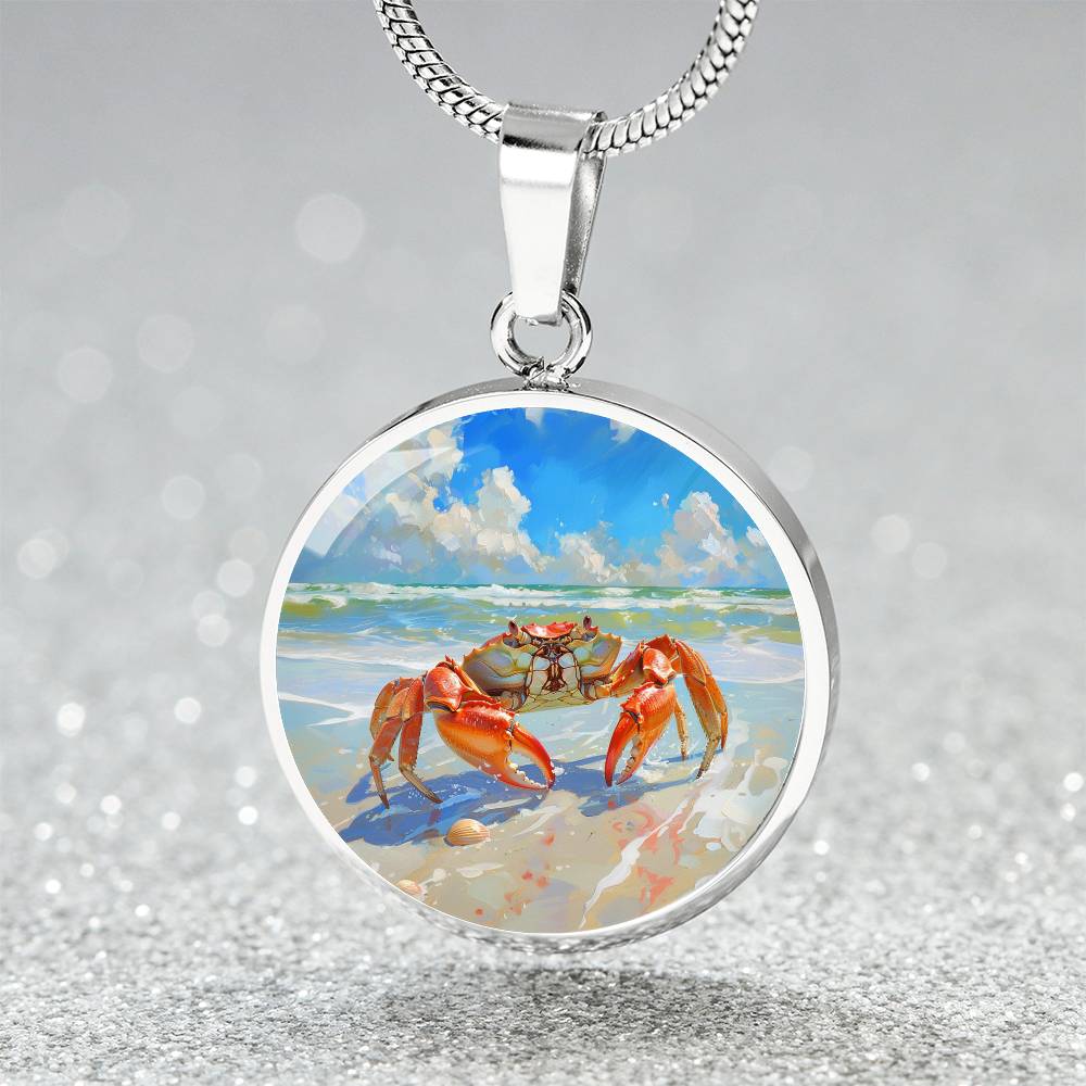 The Coastal Crab Circle Pendant Necklace