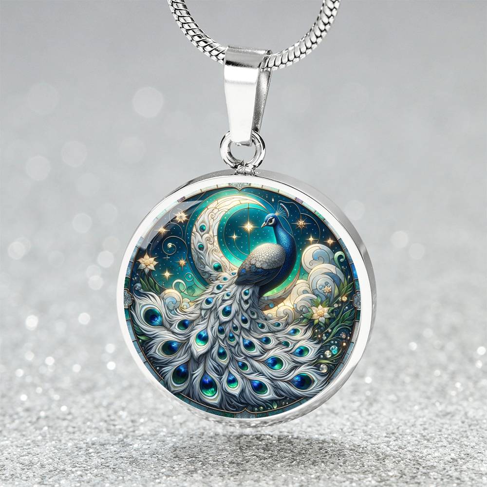 The Celestial Peacock Circle Pendant Necklace