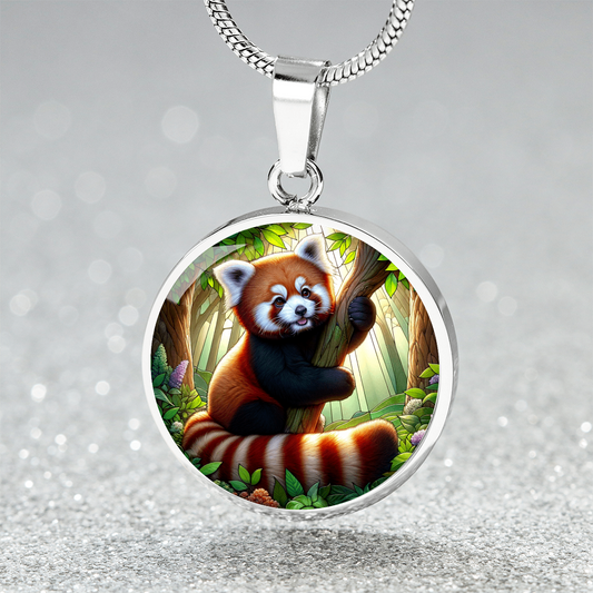 The Red Panda Circle Pendant Necklace