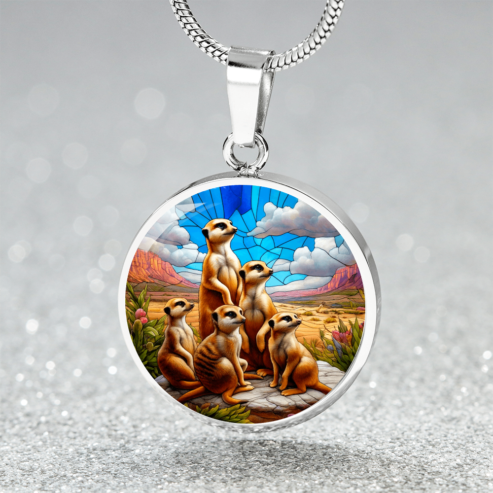 The Meerkat Family Circle Pendant Necklace