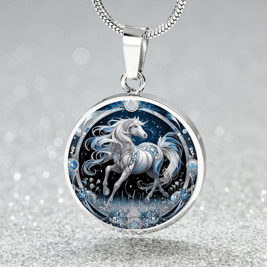 The Night Horse Circle Pendant Necklace