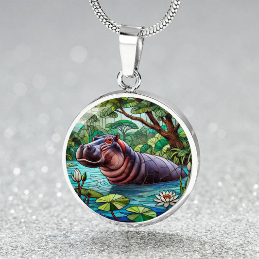 The Hippopotamus Circle Pendant Necklace