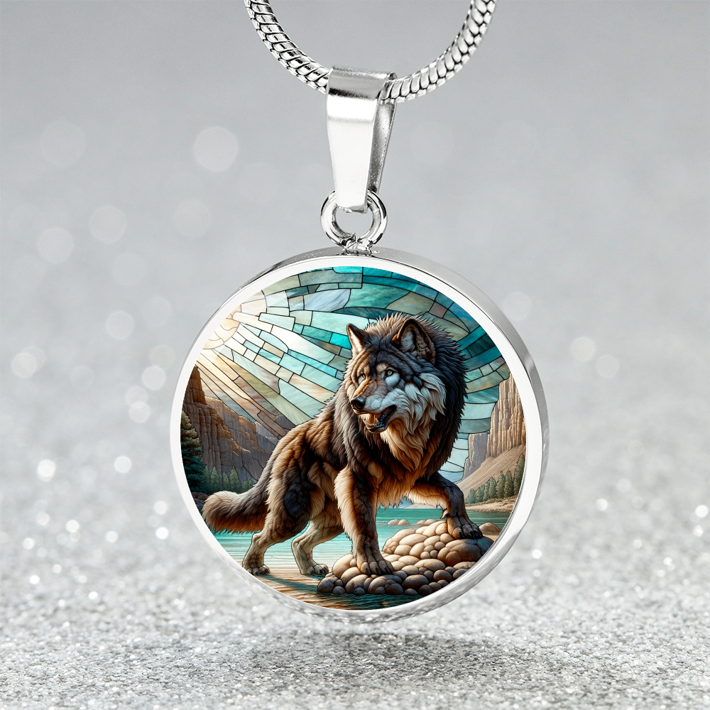 The Dire Wolf Circle Pendant Necklace