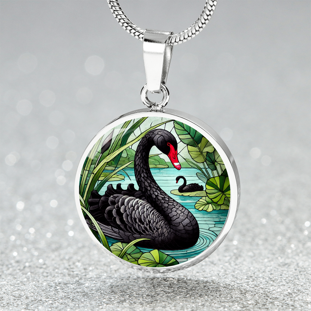 The Black Swan Circle Pendant Necklace