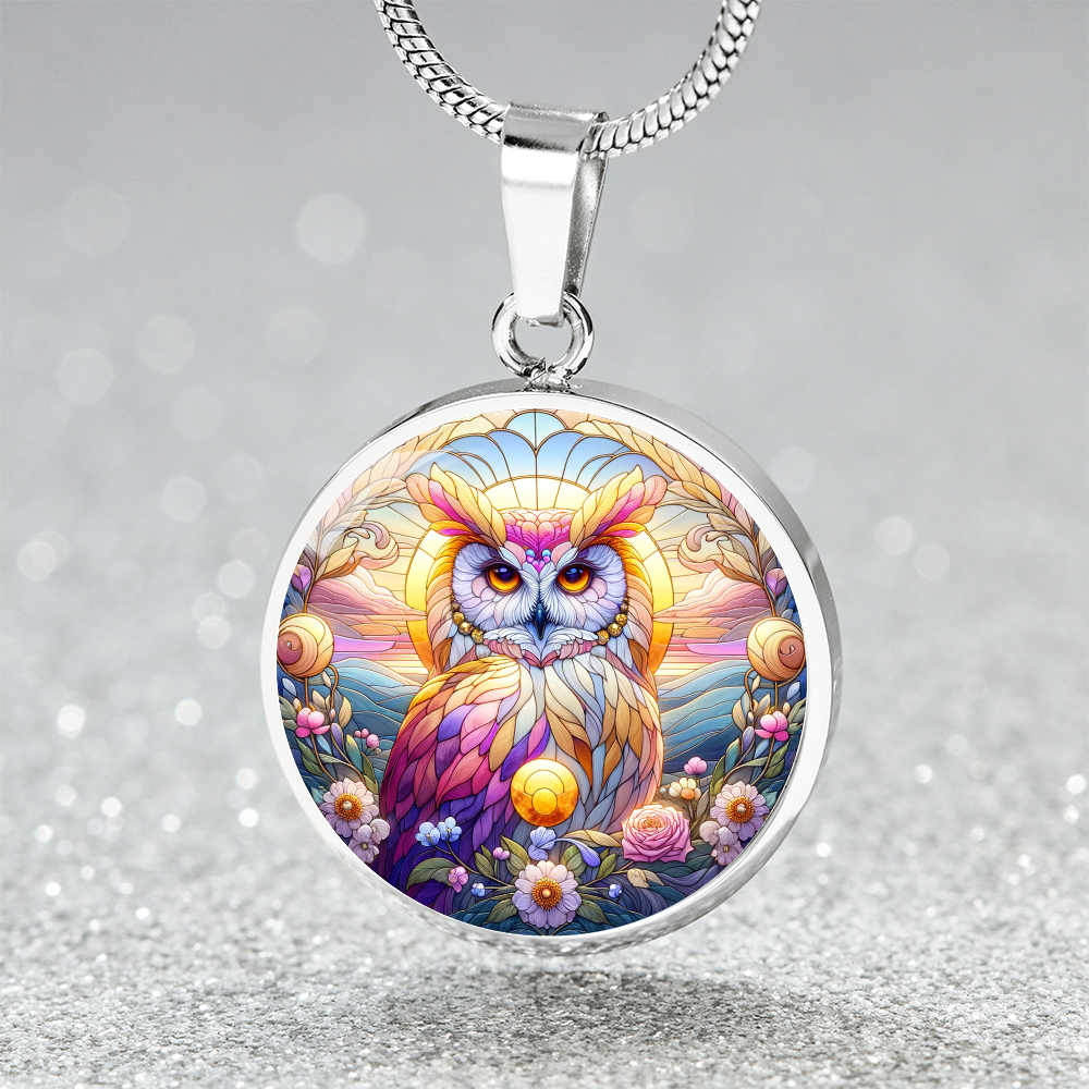 The Dawn Owl Circle Pendant Necklace