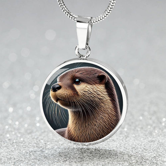 The Otter Face Circle Pendant Necklace