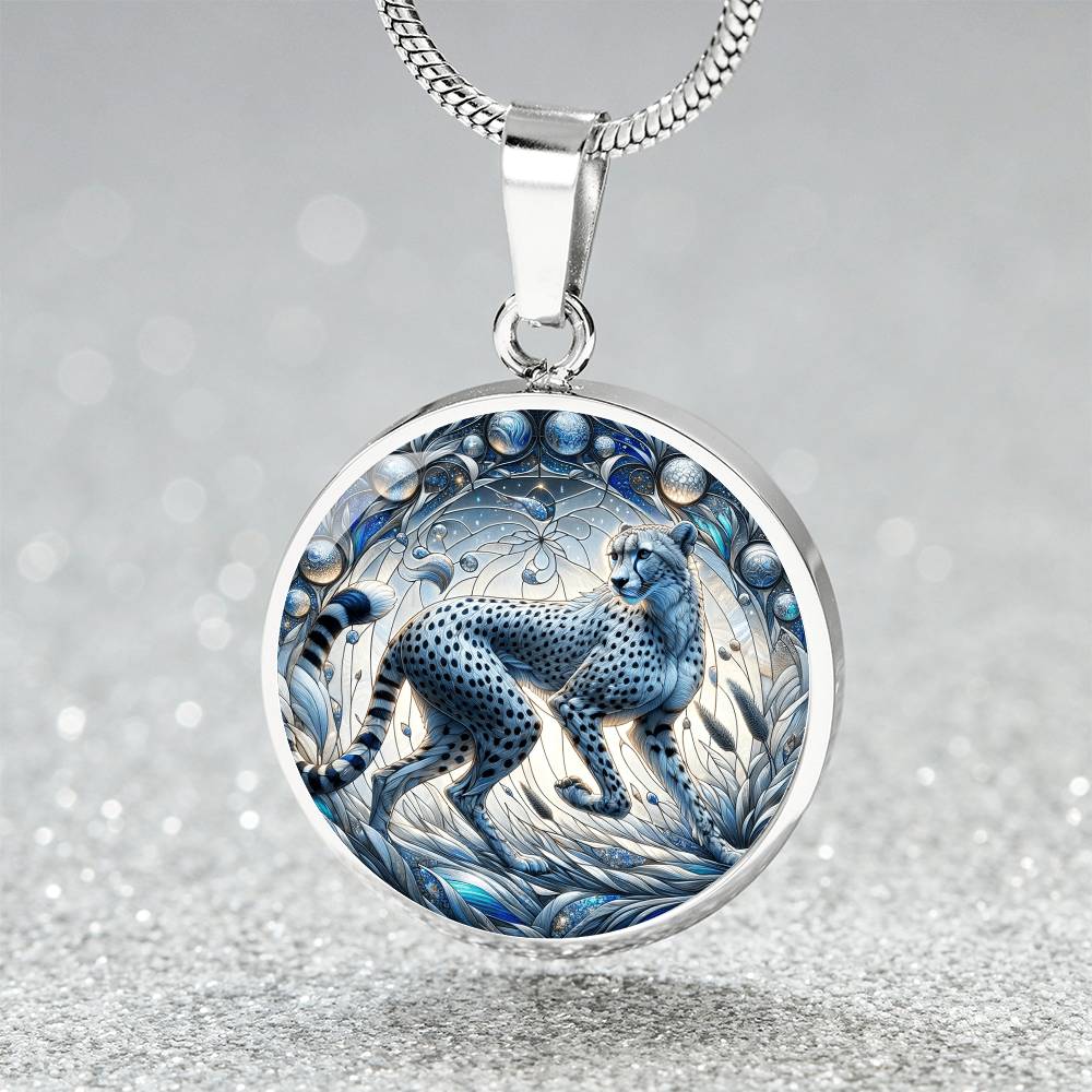 The Celestial Cheetah Circle Pendant Necklace